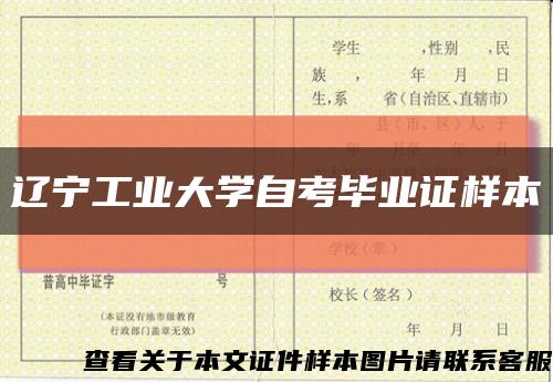 辽宁工业大学自考毕业证样本缩略图