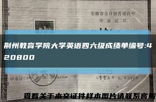 荆州教育学院大学英语四六级成绩单编号:420800缩略图