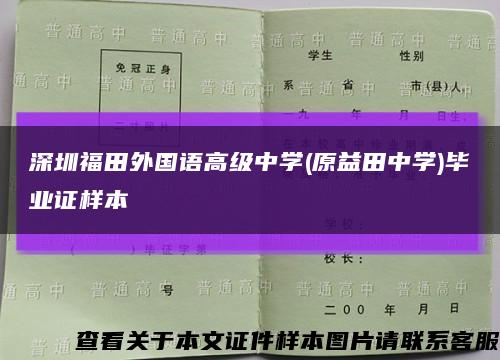 深圳福田外国语高级中学(原益田中学)毕业证样本缩略图