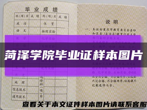 菏泽学院毕业证样本图片缩略图