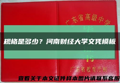 规格是多少？河南财经大学文凭模板缩略图