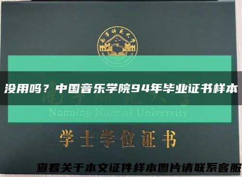 没用吗？中国音乐学院94年毕业证书样本缩略图