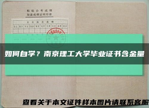 如何自学？南京理工大学毕业证书含金量缩略图