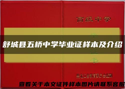 舒城县五桥中学毕业证样本及介绍缩略图