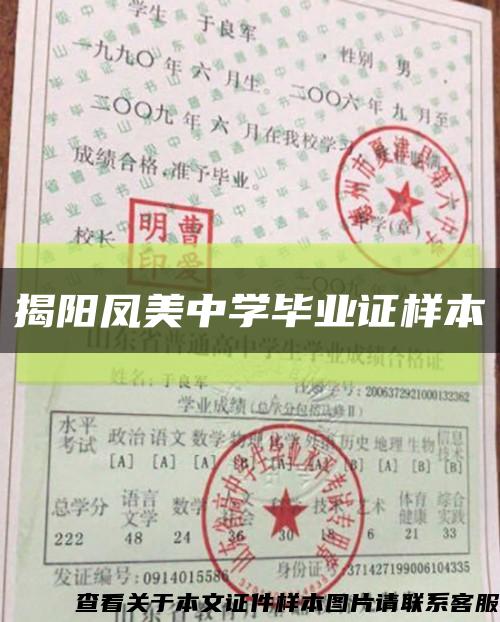 揭阳凤美中学毕业证样本缩略图