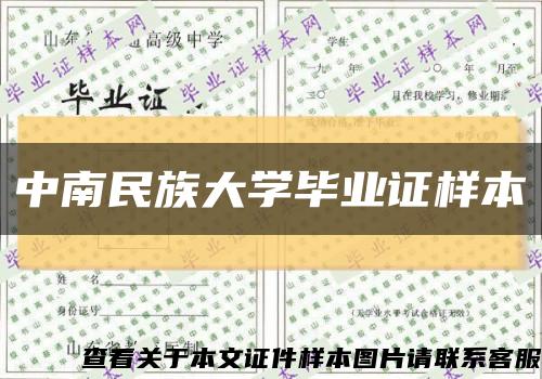 中南民族大学毕业证样本缩略图