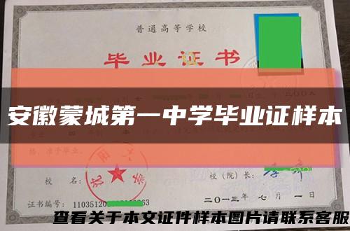 安徽蒙城第一中学毕业证样本缩略图