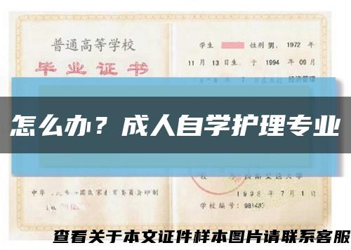 怎么办？成人自学护理专业缩略图