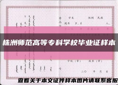 株洲师范高等专科学校毕业证样本缩略图