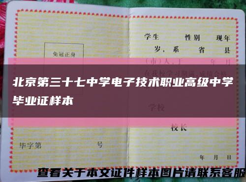 北京第三十七中学电子技术职业高级中学毕业证样本缩略图