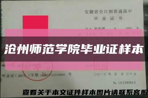 沧州师范学院毕业证样本缩略图