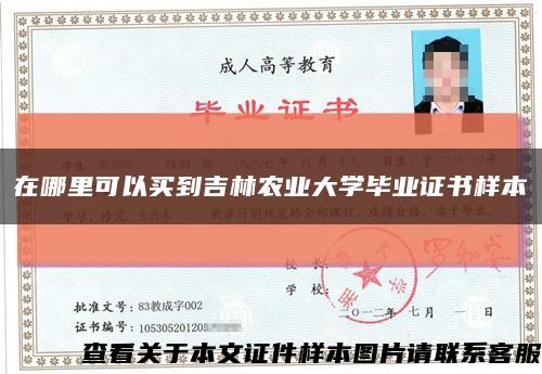 在哪里可以买到吉林农业大学毕业证书样本缩略图