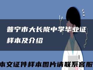 普宁市大长陇中学毕业证样本及介绍缩略图