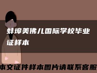 蚌埠美佛儿国际学校毕业证样本缩略图