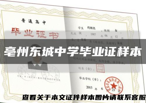 亳州东城中学毕业证样本缩略图