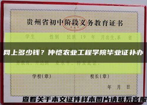 网上多少钱？仲恺农业工程学院毕业证补办缩略图