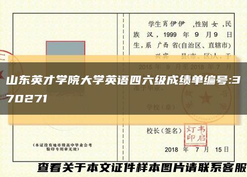 山东英才学院大学英语四六级成绩单编号:370271缩略图