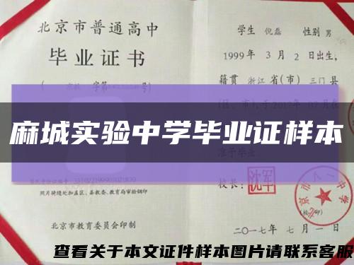 麻城实验中学毕业证样本缩略图