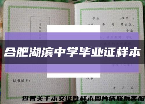 合肥湖滨中学毕业证样本缩略图