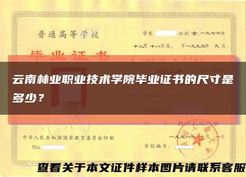 云南林业职业技术学院毕业证书的尺寸是多少？缩略图