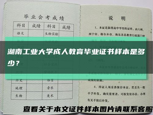 湖南工业大学成人教育毕业证书样本是多少？缩略图