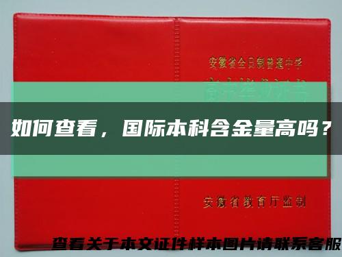 如何查看，国际本科含金量高吗？缩略图