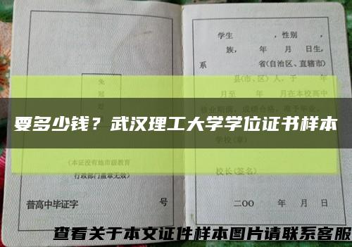 要多少钱？武汉理工大学学位证书样本缩略图