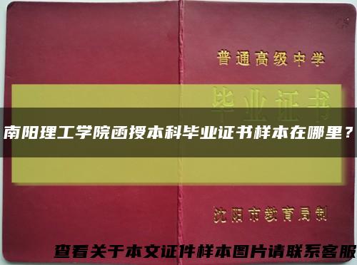 南阳理工学院函授本科毕业证书样本在哪里？缩略图