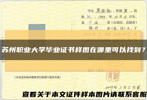 苏州职业大学毕业证书样图在哪里可以找到？缩略图