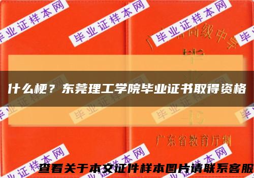 什么梗？东莞理工学院毕业证书取得资格缩略图