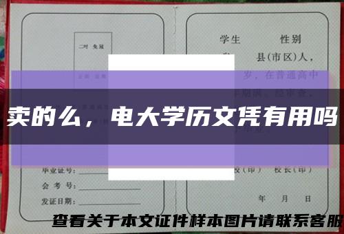 卖的么，电大学历文凭有用吗缩略图