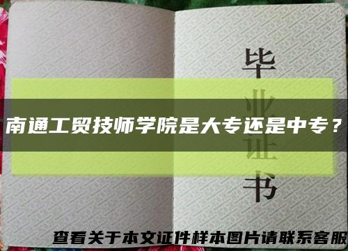 南通工贸技师学院是大专还是中专？缩略图