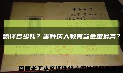 翻译多少钱？哪种成人教育含金量最高？缩略图