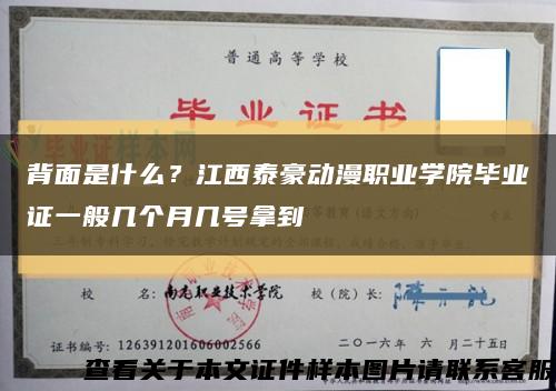 背面是什么？江西泰豪动漫职业学院毕业证一般几个月几号拿到缩略图