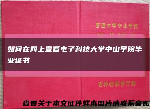 如何在网上查看电子科技大学中山学院毕业证书缩略图