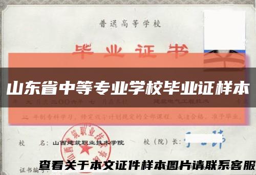 山东省中等专业学校毕业证样本缩略图