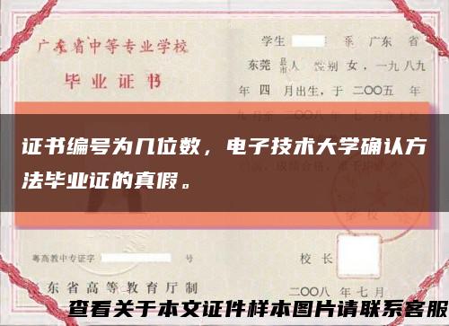 证书编号为几位数，电子技术大学确认方法毕业证的真假。缩略图