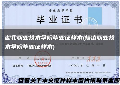 湖北职业技术学院毕业证样本(杨凌职业技术学院毕业证样本)缩略图