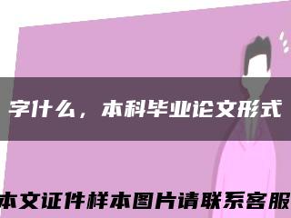 字什么，本科毕业论文形式缩略图