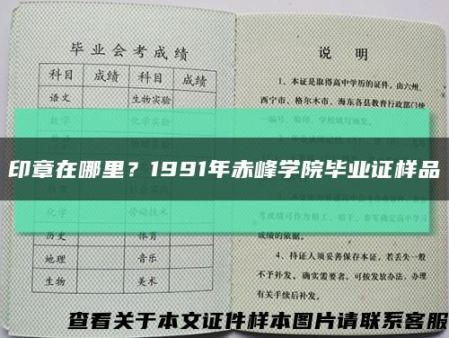 印章在哪里？1991年赤峰学院毕业证样品缩略图