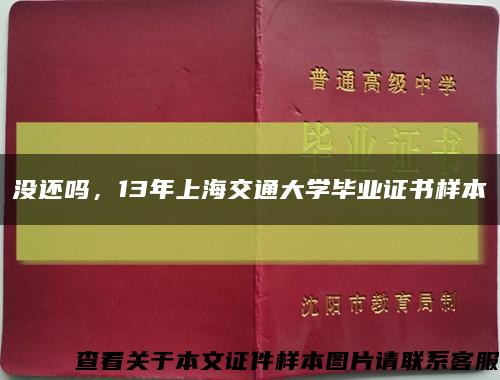 没还吗，13年上海交通大学毕业证书样本缩略图