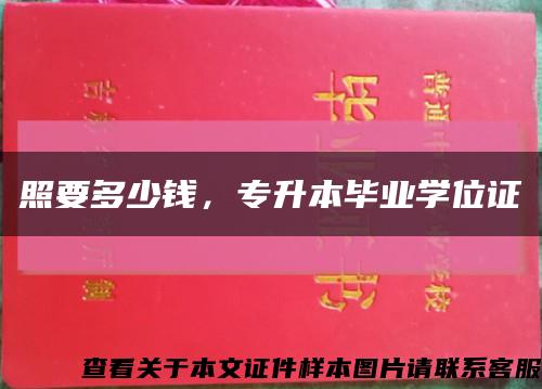 照要多少钱，专升本毕业学位证缩略图