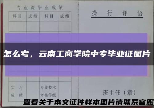 怎么考，云南工商学院中专毕业证图片缩略图