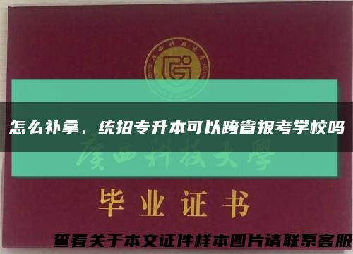 怎么补拿，统招专升本可以跨省报考学校吗缩略图