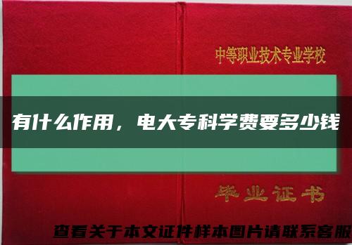 有什么作用，电大专科学费要多少钱缩略图