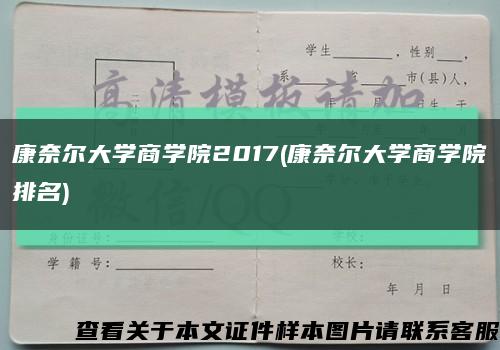 康奈尔大学商学院2017(康奈尔大学商学院排名)缩略图