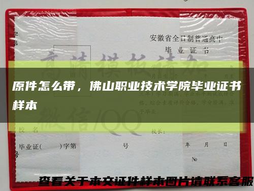 原件怎么带，佛山职业技术学院毕业证书样本缩略图