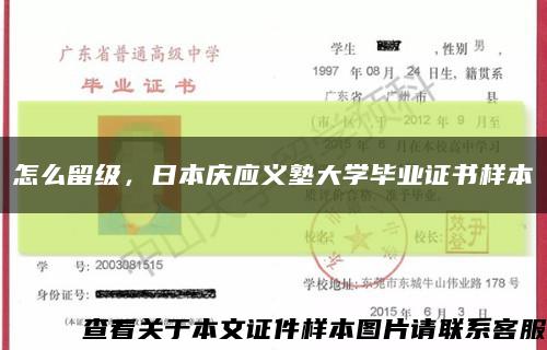 怎么留级，日本庆应义塾大学毕业证书样本缩略图