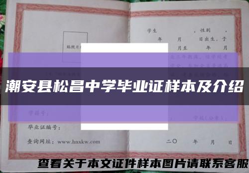 潮安县松昌中学毕业证样本及介绍缩略图