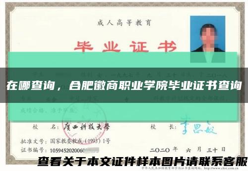 在哪查询，合肥徽商职业学院毕业证书查询缩略图